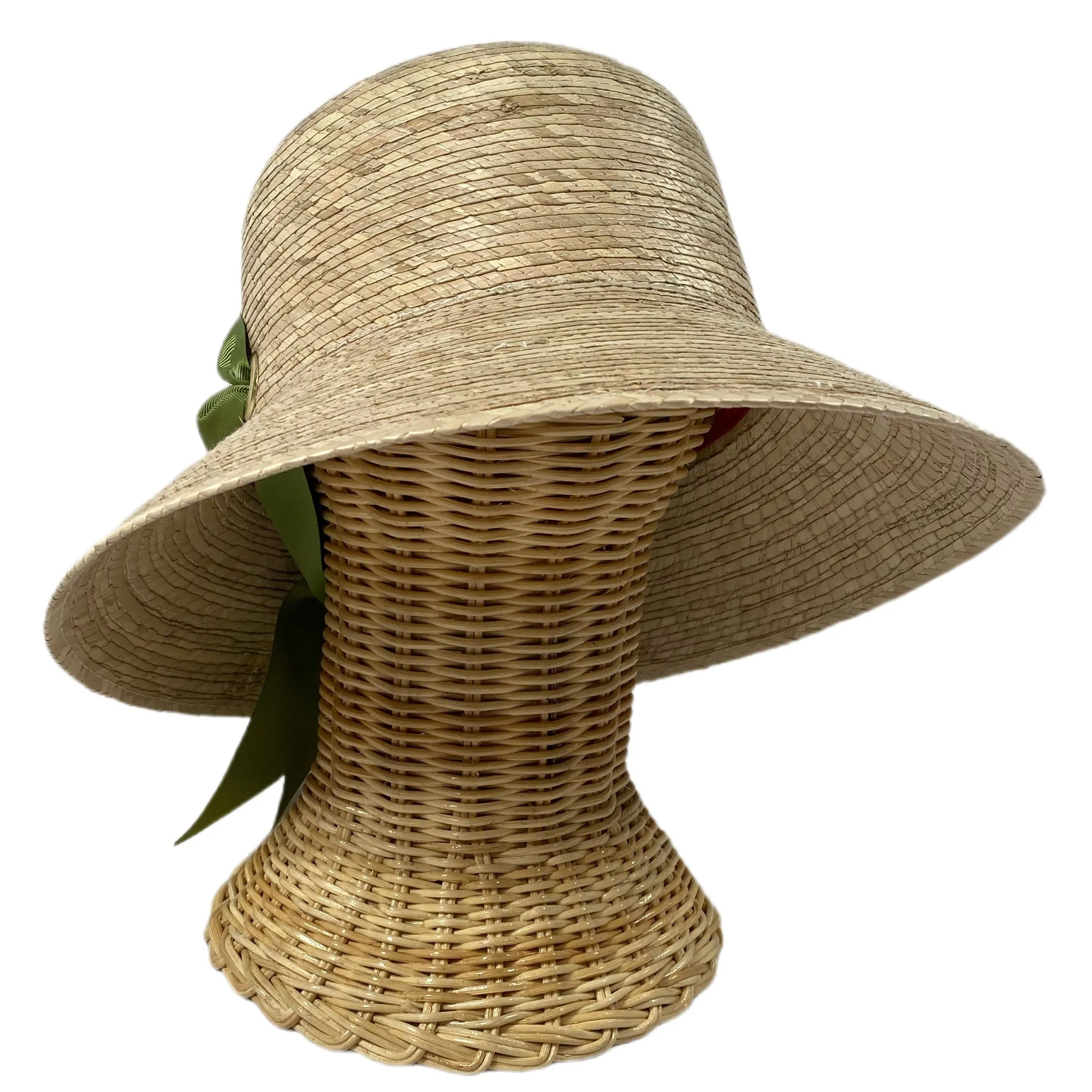 Clematis Bucket Hat - Olive Green Wide & Short Grosgrain Ribbon