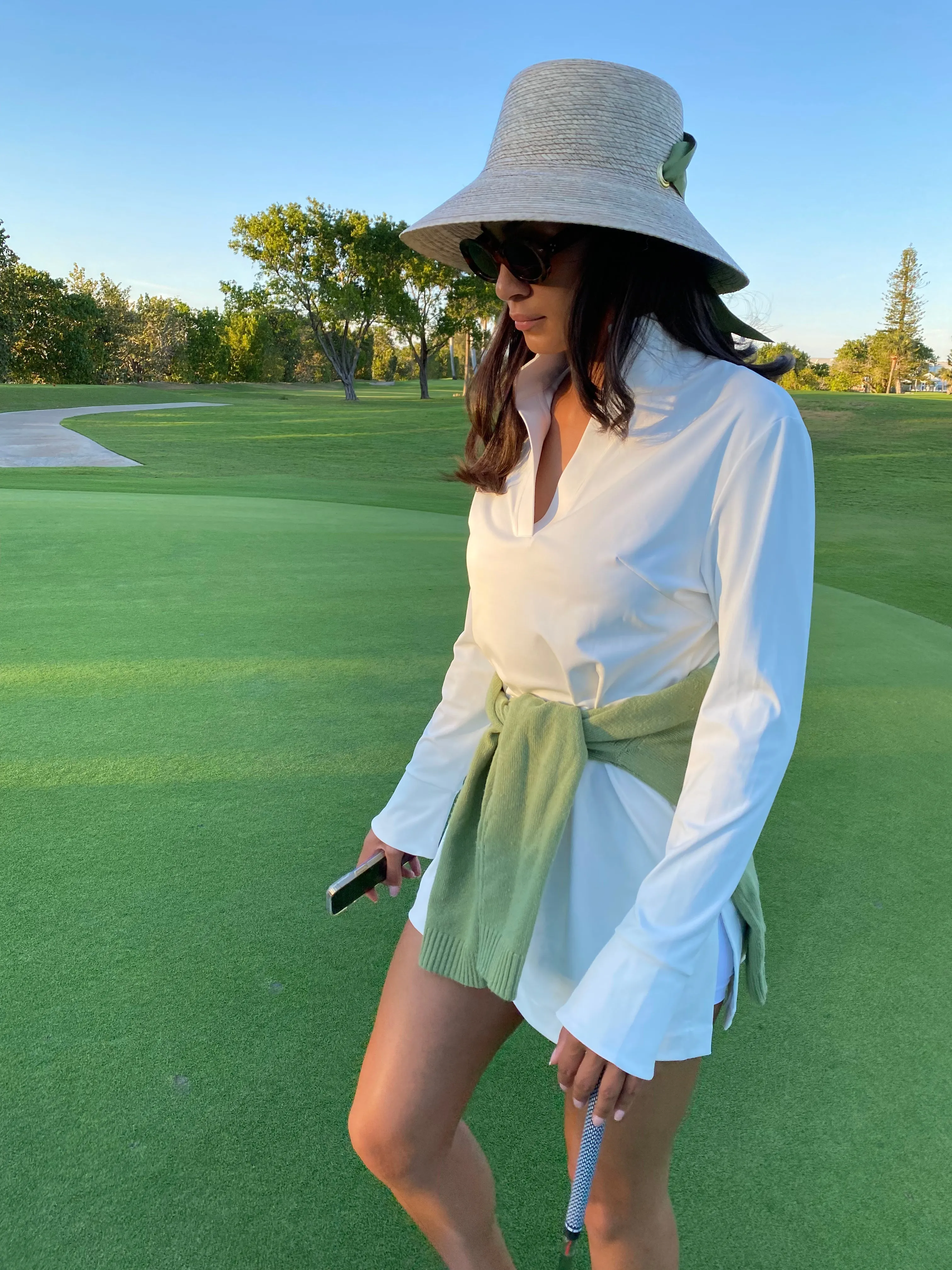 Clematis Bucket Hat - Olive Green Wide & Short Grosgrain Ribbon