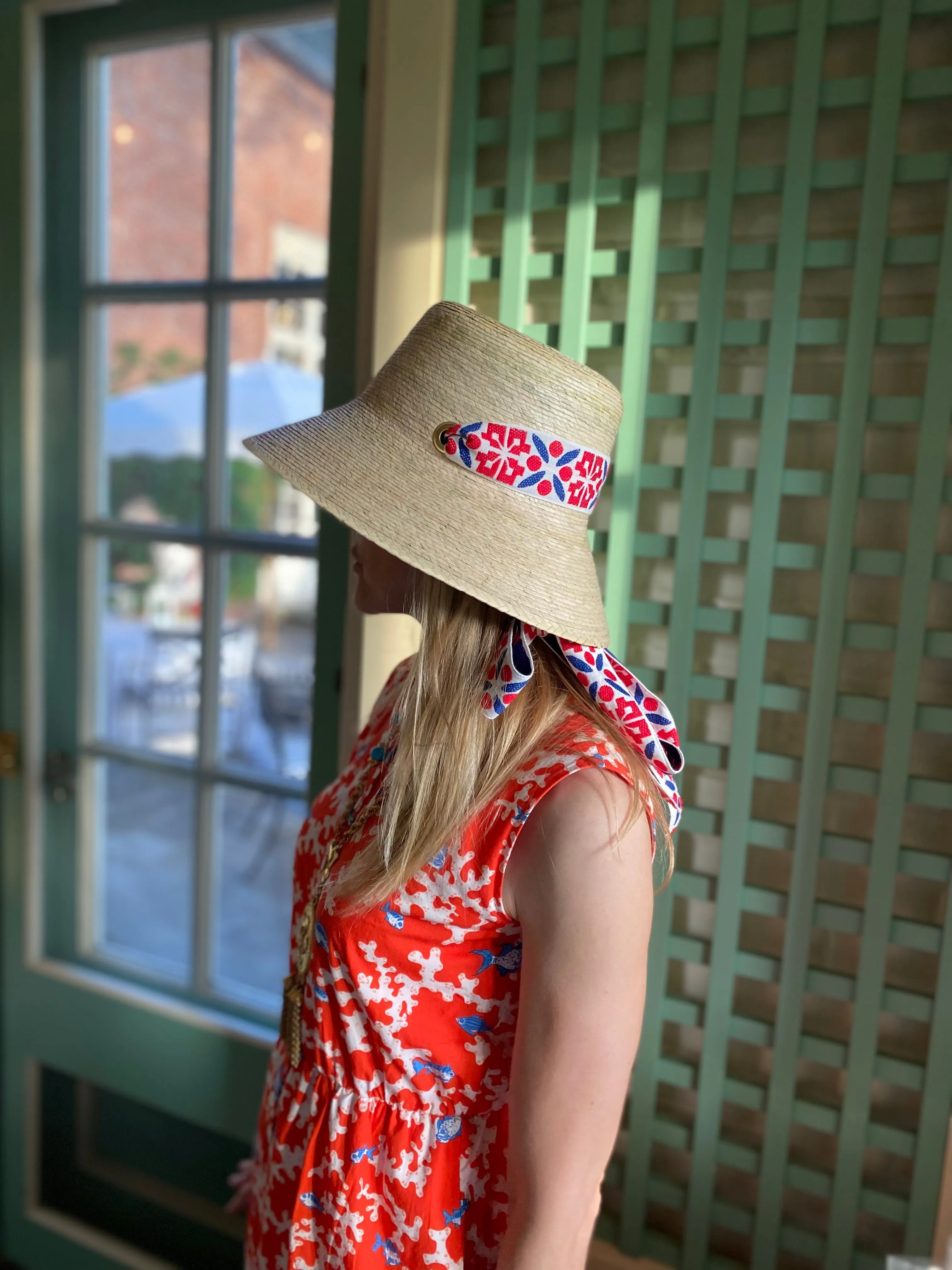 Clematis Bucket Hat - Olive Green Wide & Short Grosgrain Ribbon