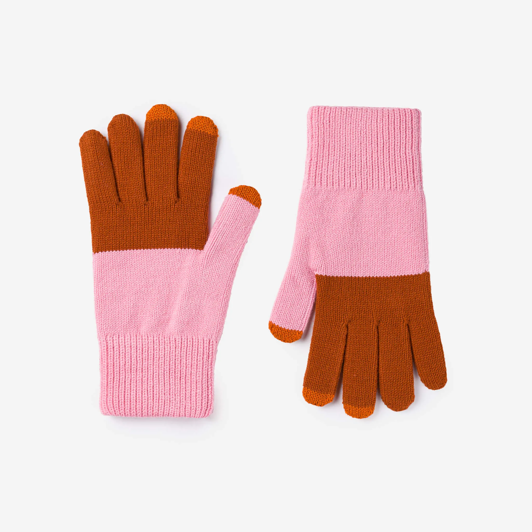 Colorblock Knit Touchscreen Gloves