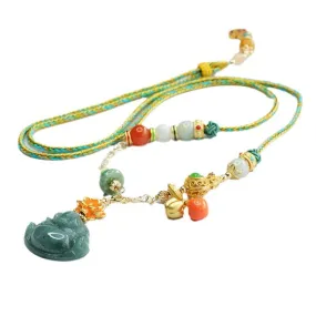 Colorful Lotus Maitreya Buddha Necklace with Natural Jade Stone