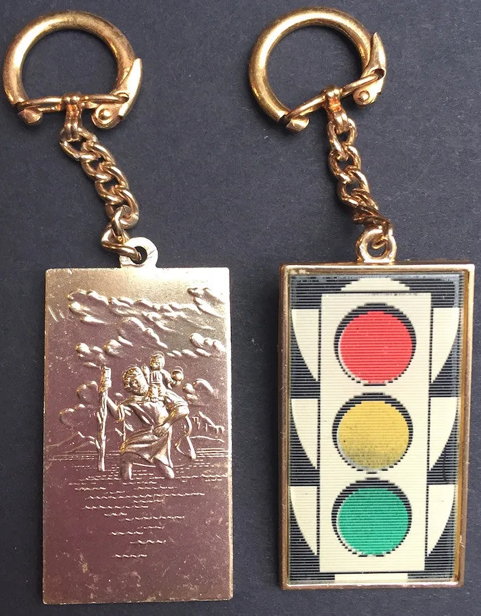 Colour Changing Traffic Lights AND a St Christopher...This Vintage Keyring has it Covered...