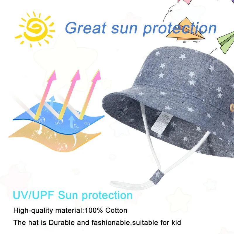 Cotton Cartoon Stars Printed Soft Baby Bucket Hat