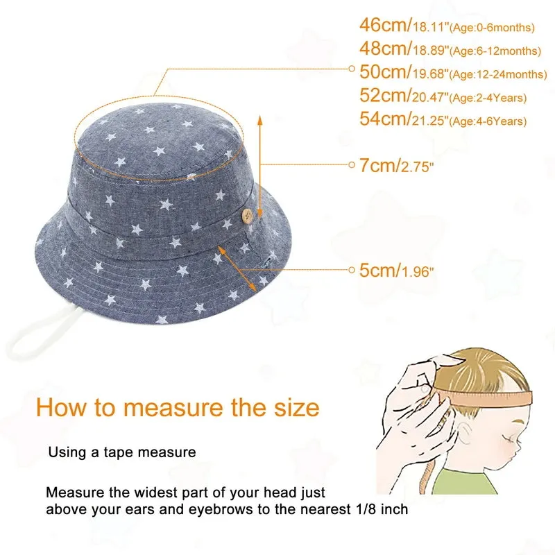 Cotton Cartoon Stars Printed Soft Baby Bucket Hat