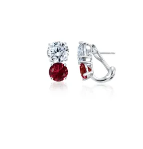 Crislu 2 Stone Posted Earrings Ruby