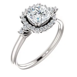 Cubic Zirconia Engagement Ring- The Amy Kiara (Customizable Cushion Cut)