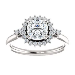 Cubic Zirconia Engagement Ring- The Amy Kiara (Customizable Cushion Cut)