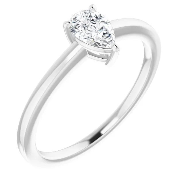 Cubic Zirconia Engagement Ring- The Avril (Customizable Bowl-Prongs Pear Cut Solitaire with Thin Band)