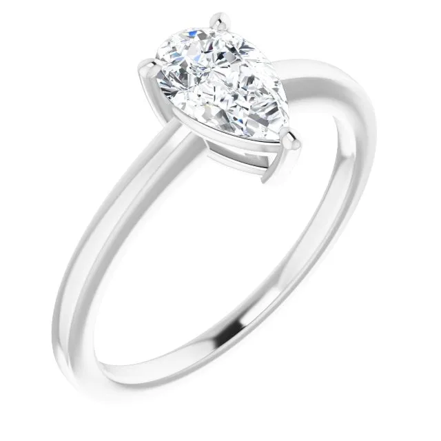 Cubic Zirconia Engagement Ring- The Avril (Customizable Bowl-Prongs Pear Cut Solitaire with Thin Band)