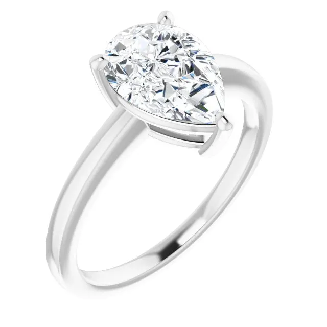 Cubic Zirconia Engagement Ring- The Avril (Customizable Bowl-Prongs Pear Cut Solitaire with Thin Band)