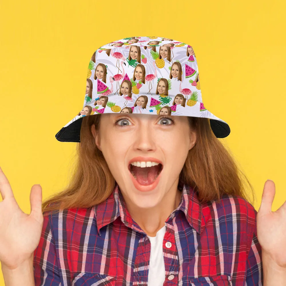 Custom Face Bucket Hat Personalised Fruits Bucket Hat Wide Brim Summer Fisherman Hat Gifts