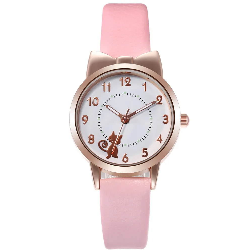 Cute Cartoon Cat Internet Celebrity Luminous Student Watch Women's Quartz Watch Women's Watch