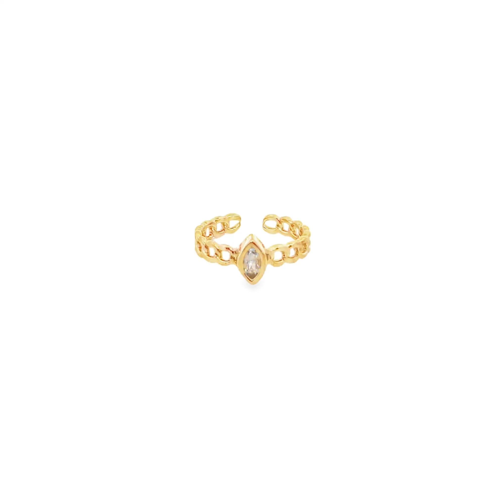 CZ Charm Cuban Curb Open Ring