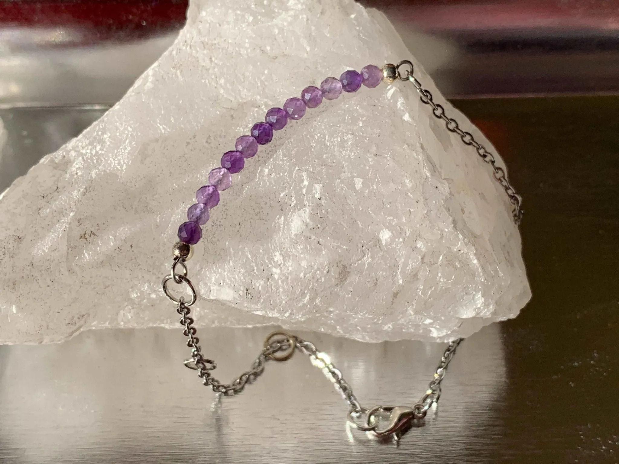 Diana Handmade Genuine Faceted Amethyst Delicate Bracelet/ Anklet