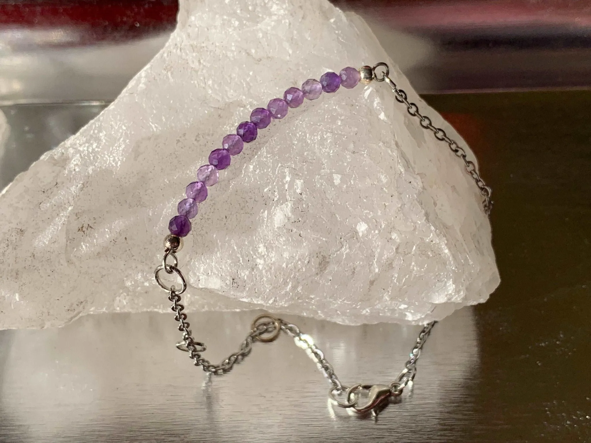 Diana Handmade Genuine Faceted Amethyst Delicate Bracelet/ Anklet