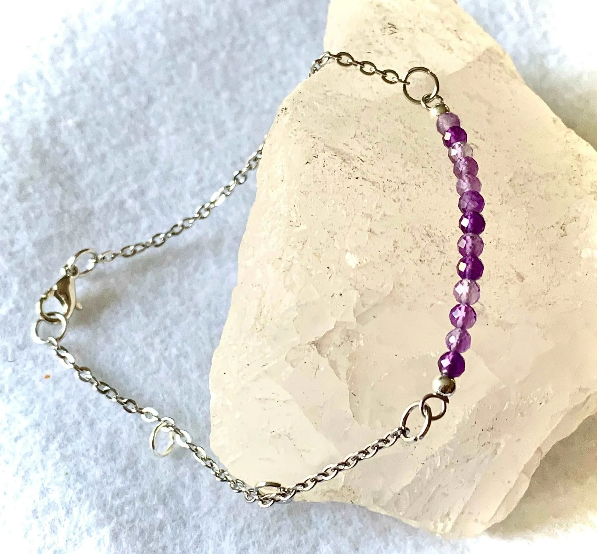 Diana Handmade Genuine Faceted Amethyst Delicate Bracelet/ Anklet