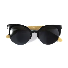 Dotty's Cute Cat Eye Bamboo Sunglasses | Black