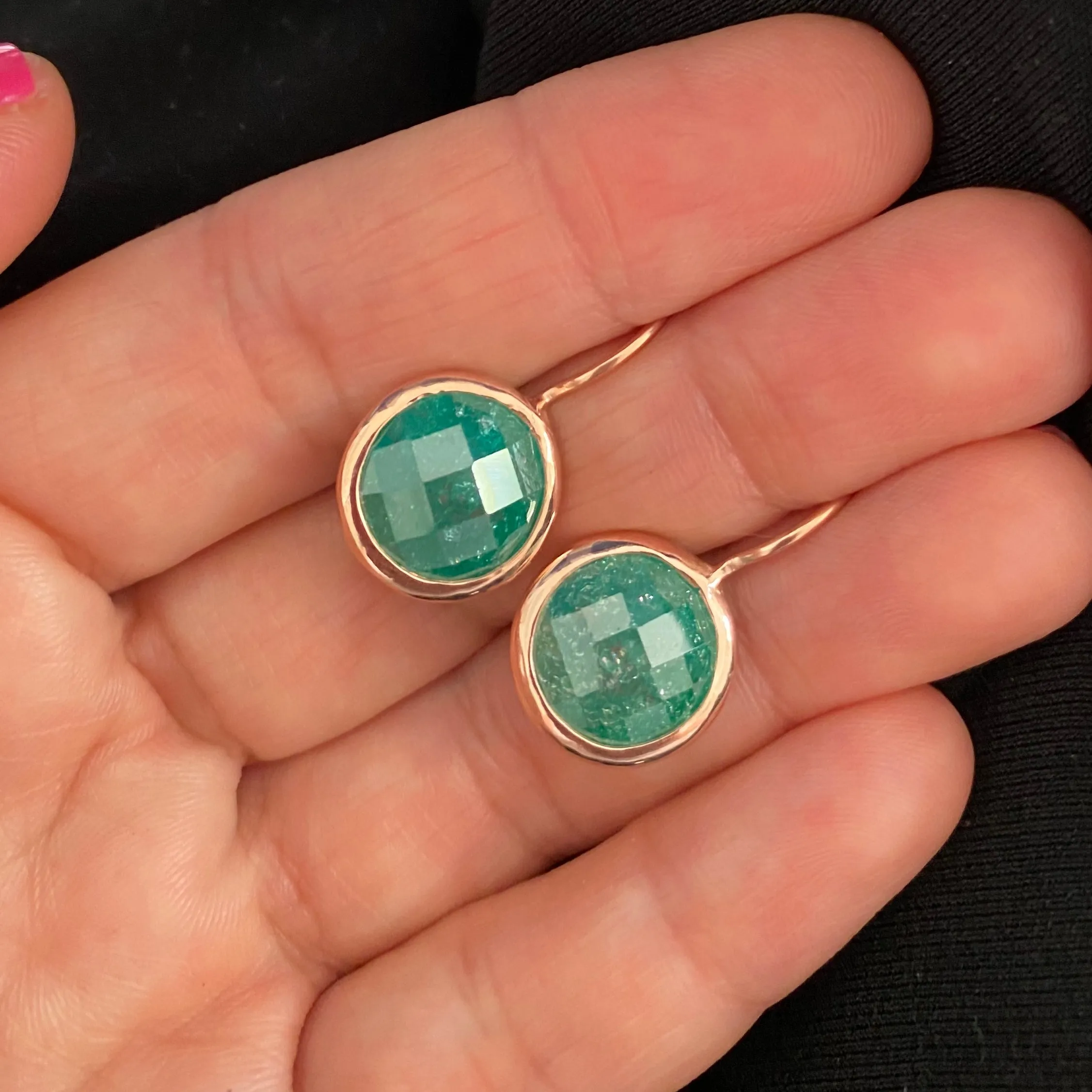 Earrings with Round Natural Stones