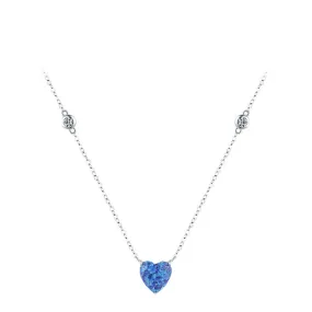 Elegant Opal Heart Necklace in Sterling Silver