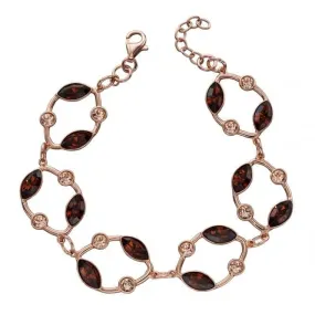 Elements Silver Rose Gold Smoked Topaz Peach Swarovski Bracelet B5175