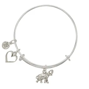 Elephant Heart Bangle Bracelet