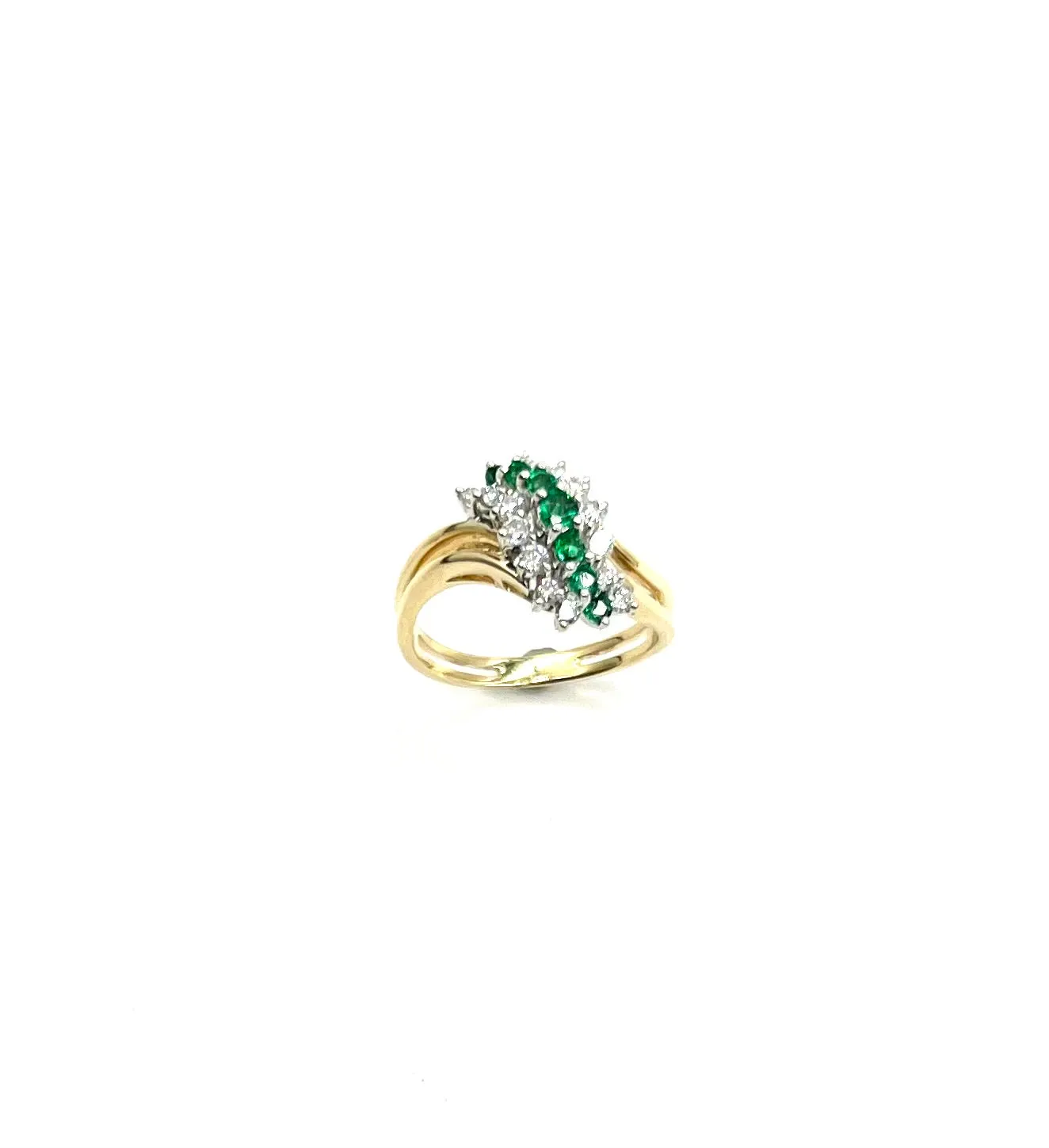 Emerald and Diamond Waterfall Ring