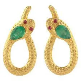 Emerald Snake Hammered Earrings