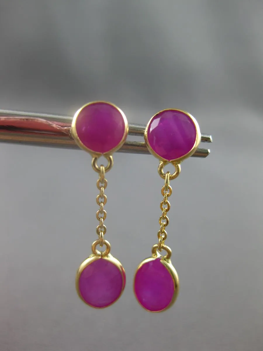 ESTATE 5.32CT AAA RUBY 14K YELLOW GOLD CLASSIC ROUND & OVAL FUN HANGING EARRINGS