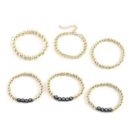 European And American Ins Trend Letter Beaded Suit Bracelet Women Simple Elastic CCB Round Beads