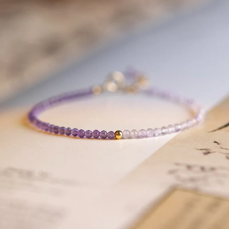 Exquisite Lavender Amethyst Bracelet with 14k Gold Bead