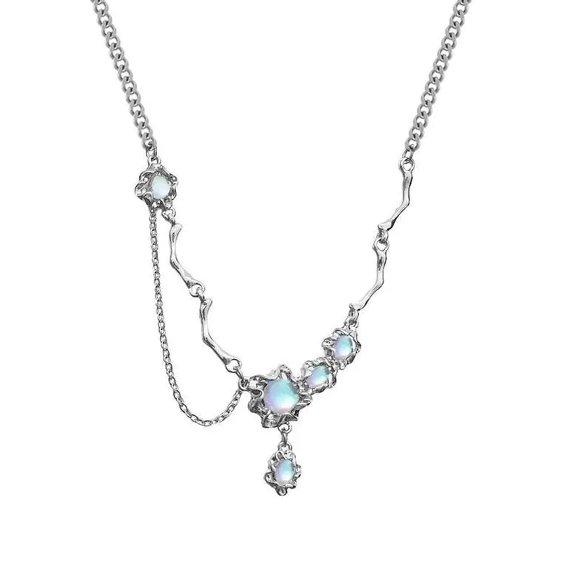 Fashion Star Titanium Steel Plating Opal Necklace 1 Piece