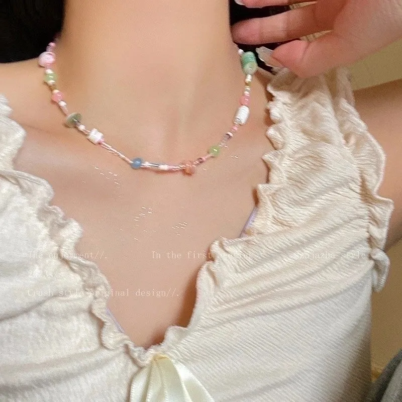 Fashion Star Titanium Steel Plating Opal Necklace 1 Piece