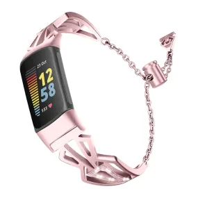 Fitbit Charge 5 luxury rhinestone décor watch strap - Rose Pink