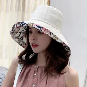 Floral Bucket Hat With Flower Brim Design