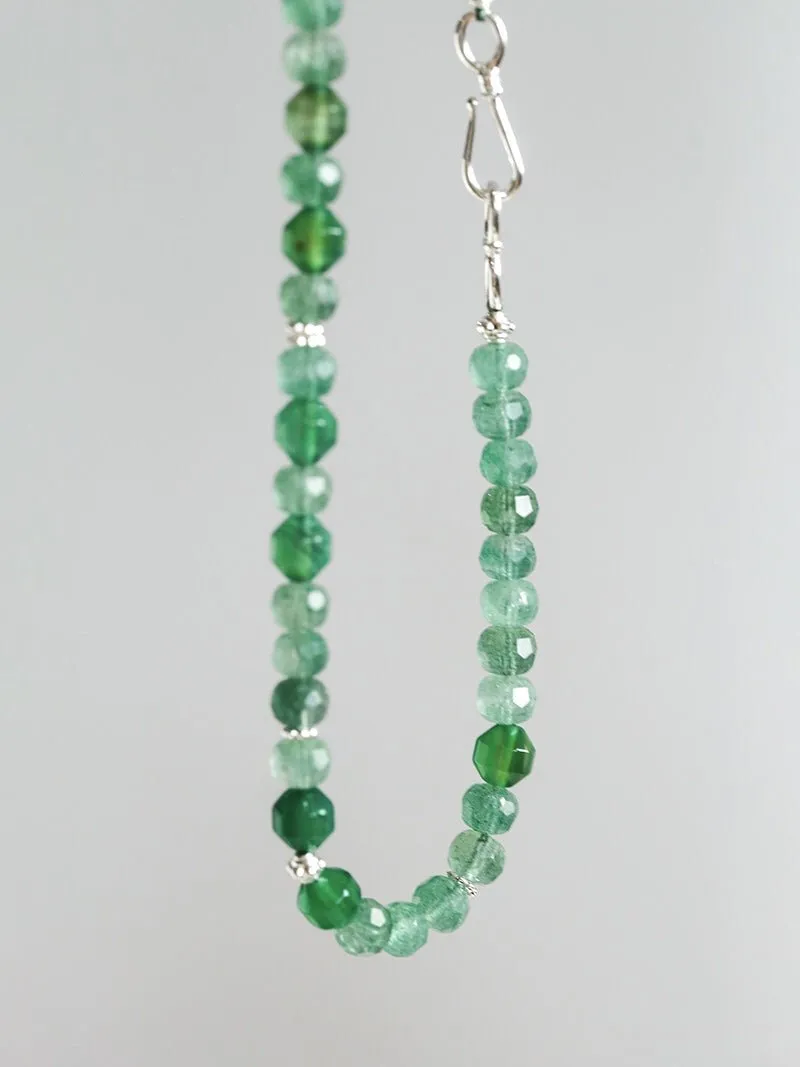 Fresh Green Strawberry Quartz Gemstone Beaded Necklace