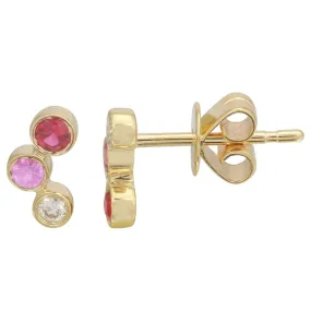 Gemstone Bezel Trio Earrings