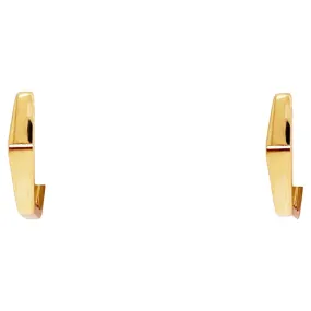 Geometric Huggie Earrings in 14K Yellow Gold Adorable w Hinged Center