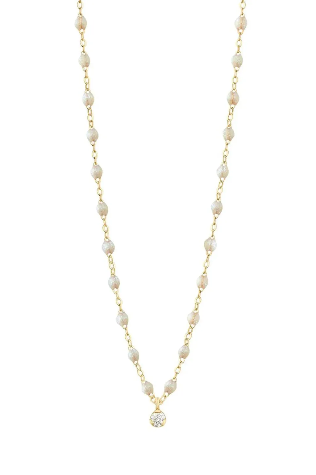 Gigi Supreme Classic Resin Yellow Gold 1 Diamond 16.5" Necklace - Opal