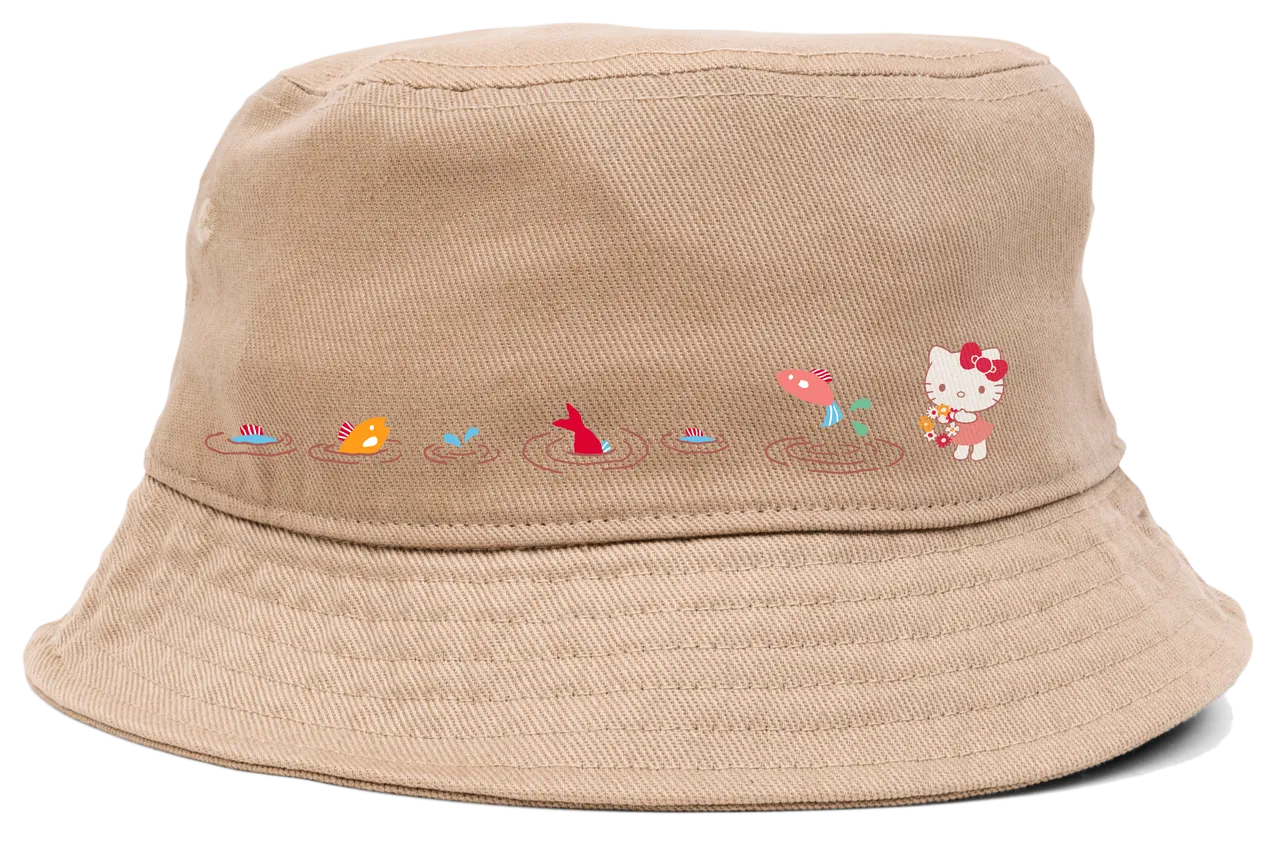 Girl Hello Kitty and Friends Shroom Fishing Reversible Bucket Hat Khaki