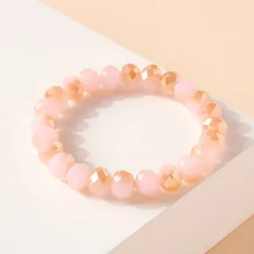 Glass Beaded Stretch Bracelet In Pink