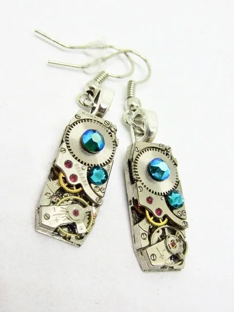 Gleam  - Steampunk Earrings - Repurposed art