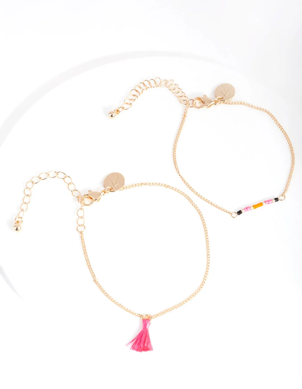 Gold Beaded Tassel Bracelet Pack