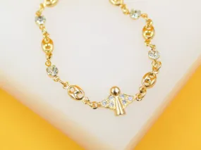 Gold Filled Mariner Kids Chain Charm Bracelet