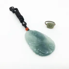 Green Jadeite Lotus and Fish Pond Pendant Necklace   Jade Peony Ring