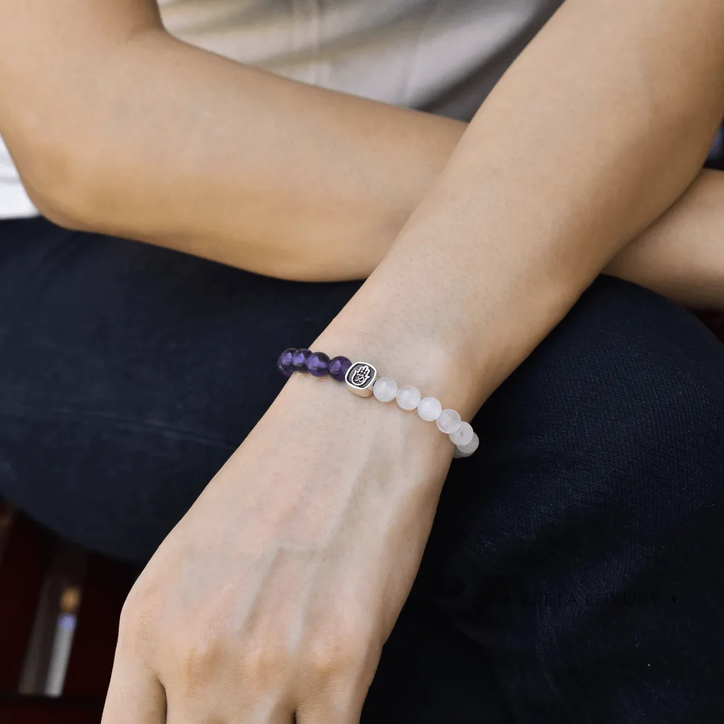 Hamsa Om - Rose Quartz & Amethyst Bracelets