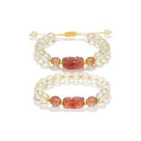 Hand-Woven Sterling Silver Topaz Crystal Bracelet