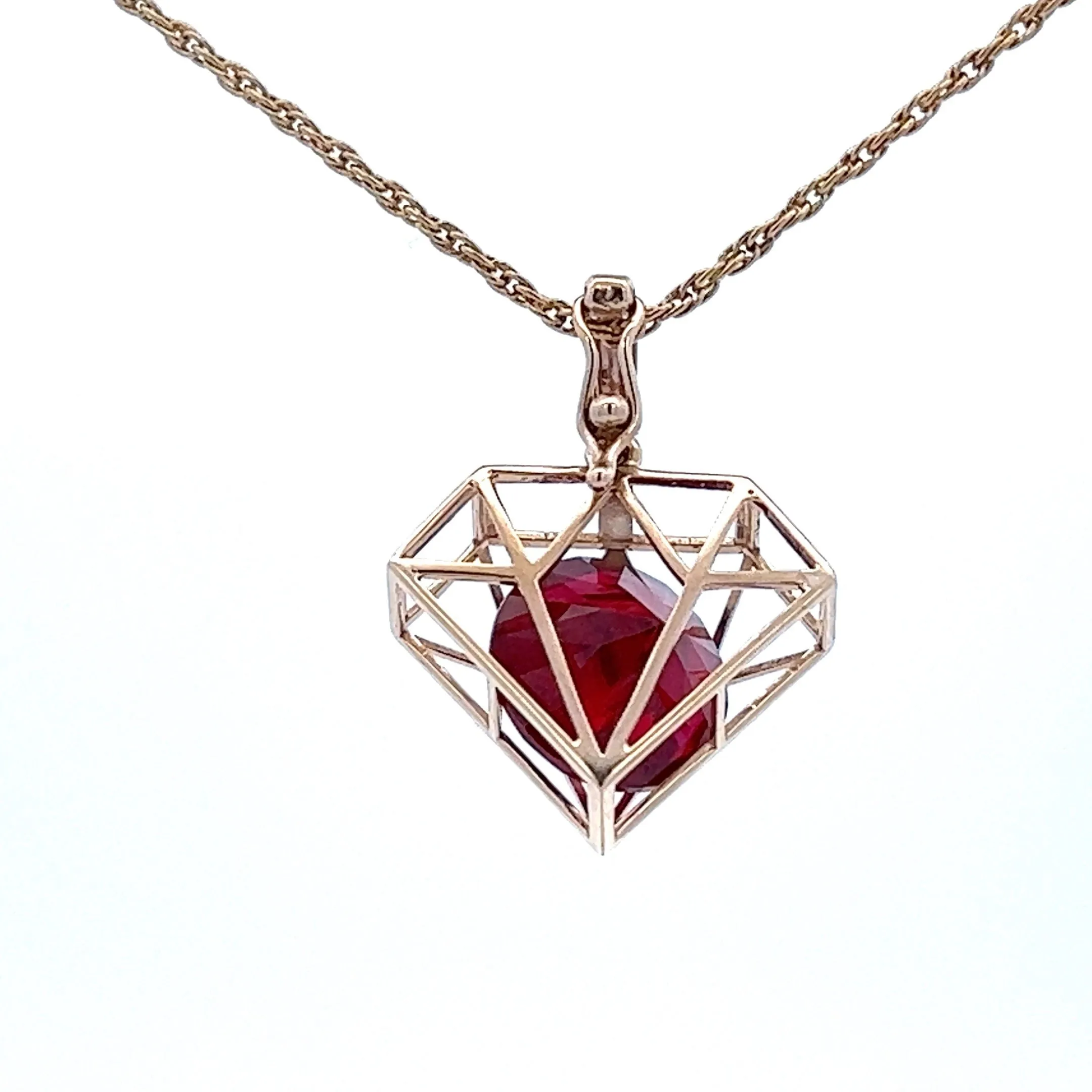 Handmade Ruby & Yellow Gold Enhancer Pendant