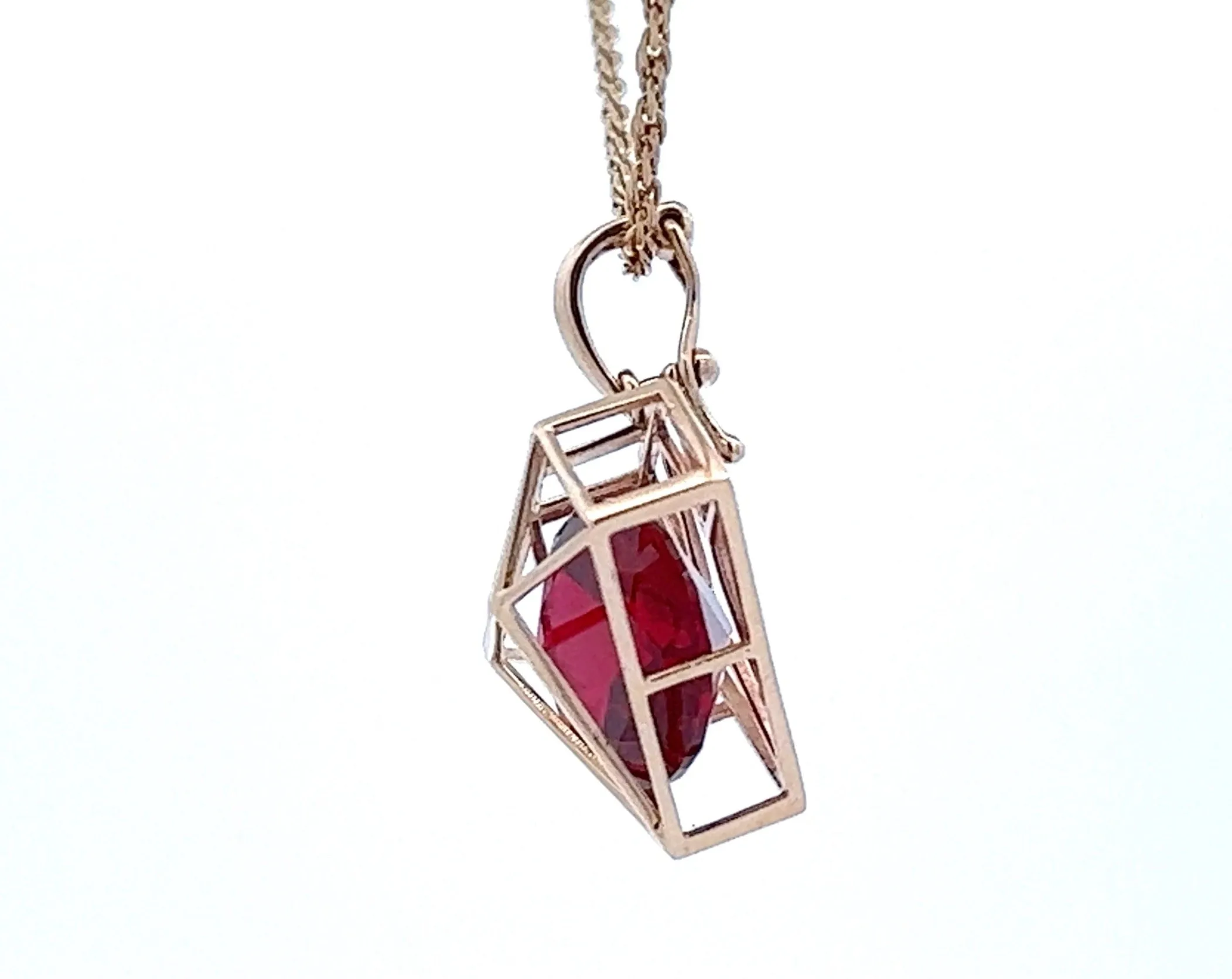 Handmade Ruby & Yellow Gold Enhancer Pendant