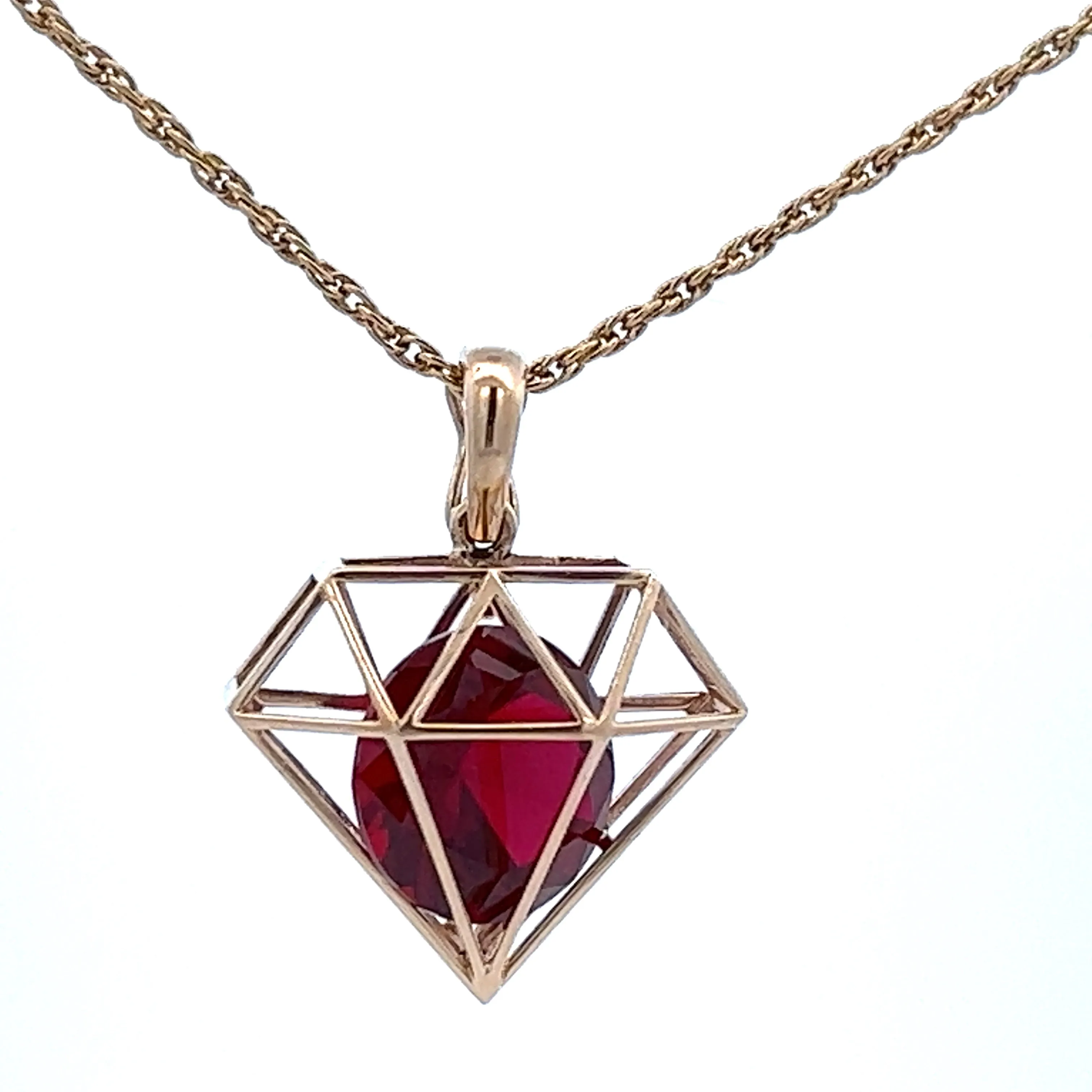 Handmade Ruby & Yellow Gold Enhancer Pendant