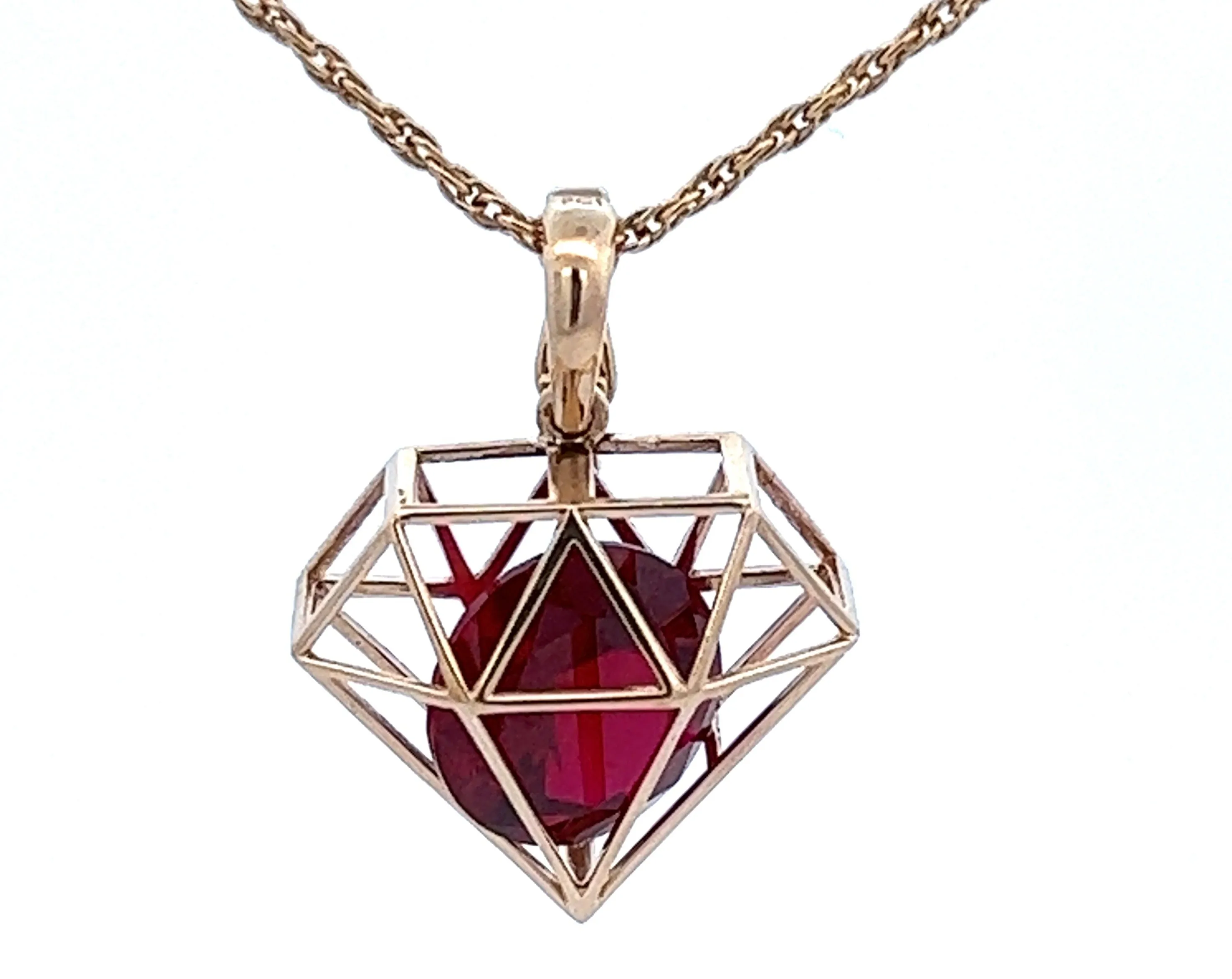 Handmade Ruby & Yellow Gold Enhancer Pendant